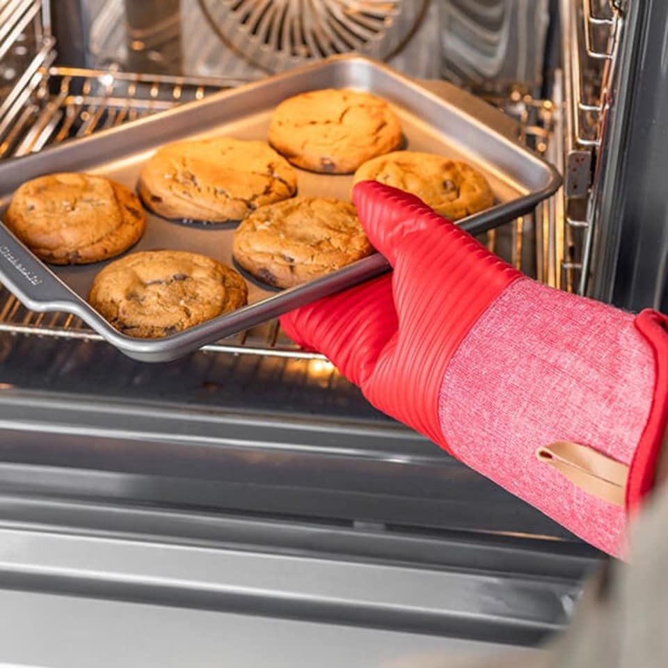 image 1 of KitchenAid Soft Silicone Ribbed Oven Glove Empire Red