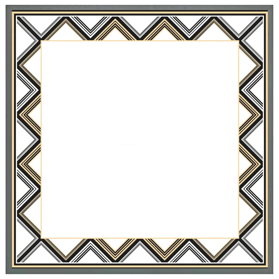 image 1 of Art deco patterned border (Picture Frame) White | M
