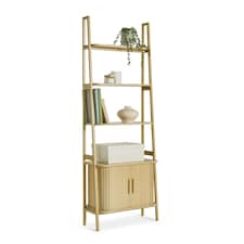 VonHaus Landos Bookcase with Sliding Doors and Tambour Finish
