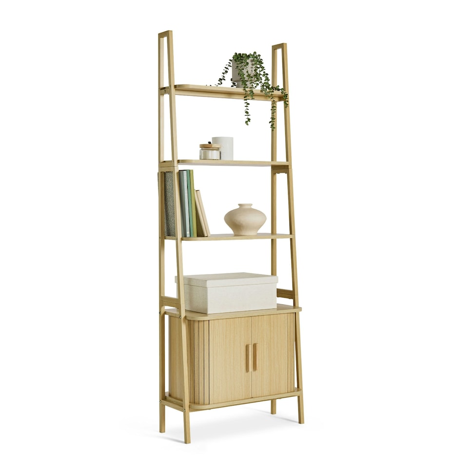 image 1 of VonHaus Landos Bookcase with Sliding Doors and Tambour Finish