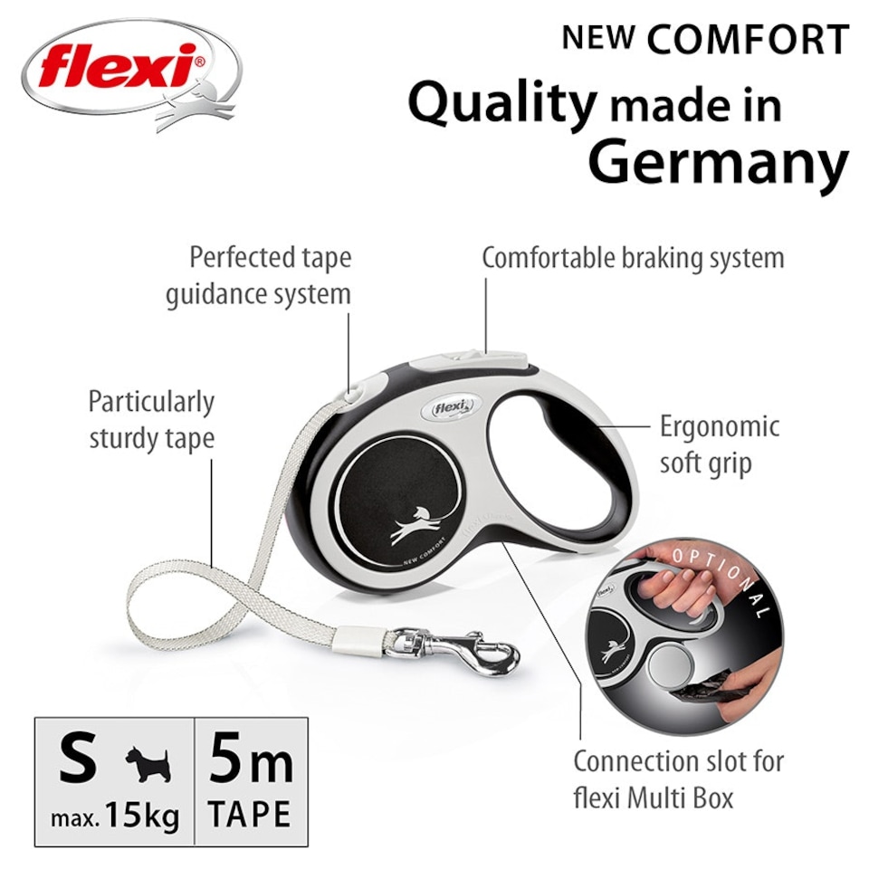 image 1 of Flexi New Comfort Cord S Black 5m 1-12kg
