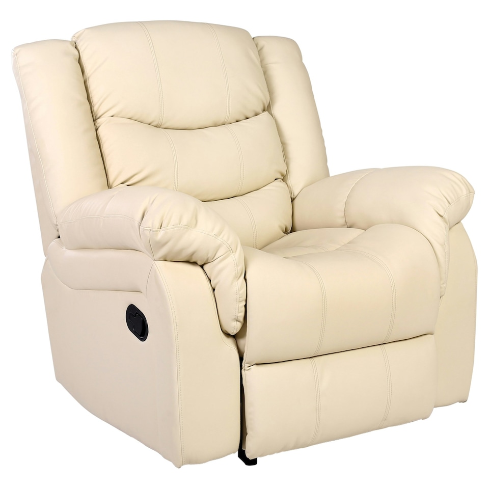 image 1 of Chester Bonded Leather Manual Recliner Chair with Heat And Massage (Cream)