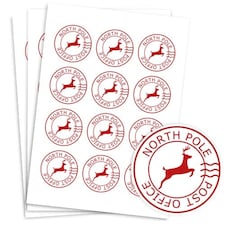 Christmas White North Pole Round Stickers 60mm - Sheet of 12