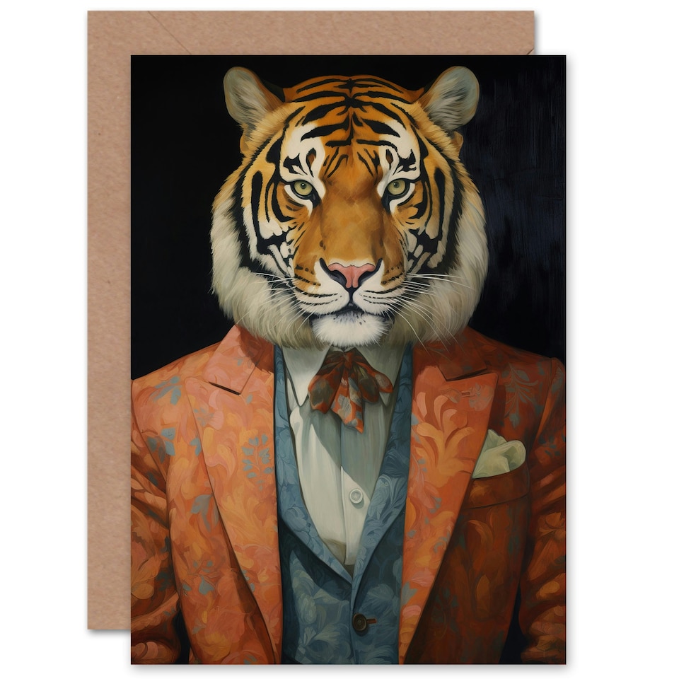 image 1 of Who Went Tea Suit Tiger Him Birthday Card