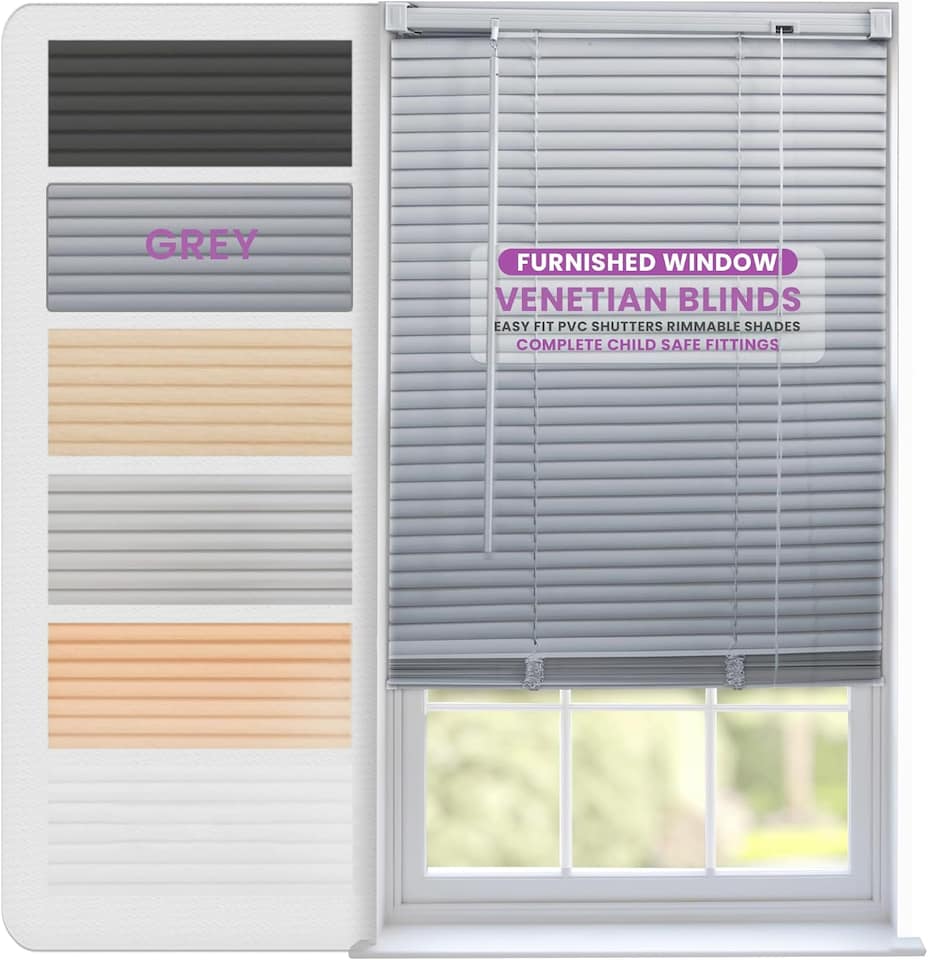 image 1 of PVC Venetian Blinds | 25mm Slats | Waterproof, Easy Clean