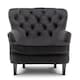 image 3 of Velvet Black Buttoned Ava Accent Chair