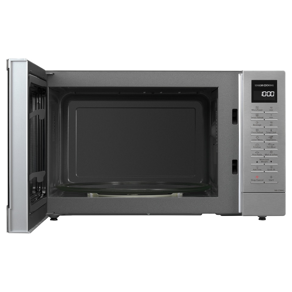 image 1 of Panasonic NN-ST48KSBPQ Solo Inverter Microwave Oven with Turntable with 25 Programmes and a Junior Menu, 1000 W, 32 L - Silver