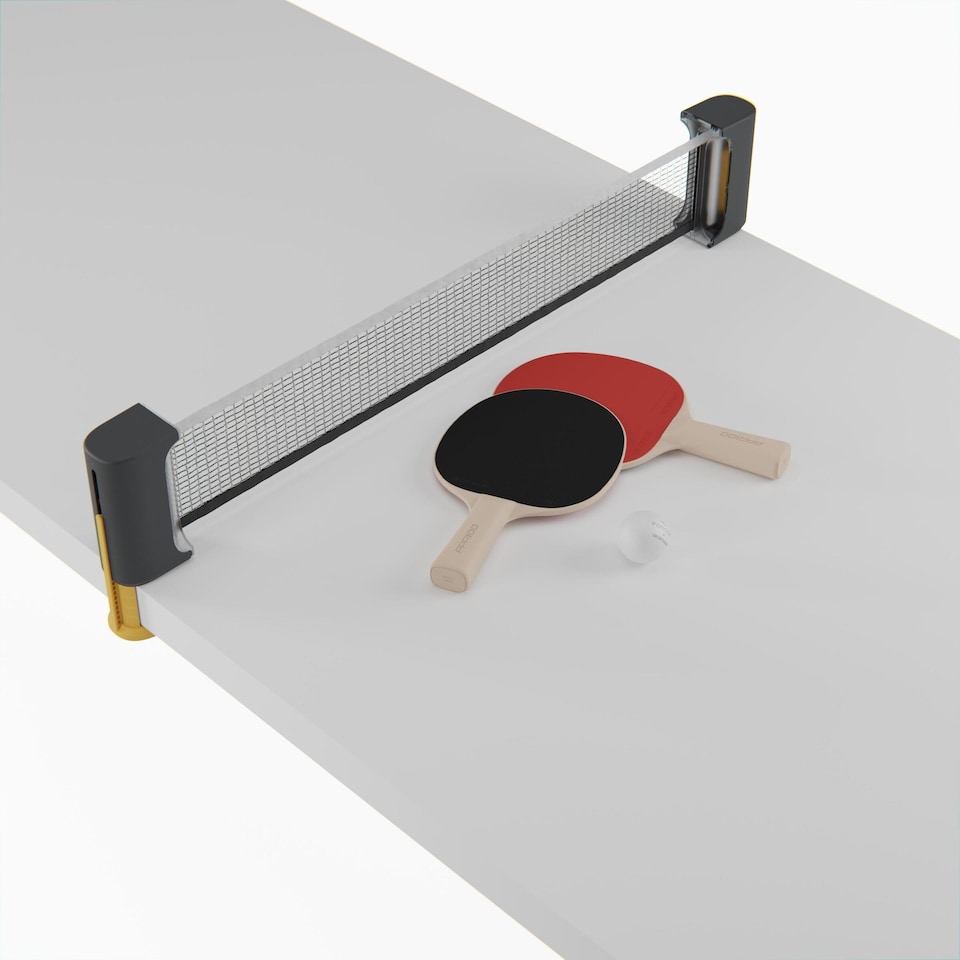 image 1 of Decathlon Table Tennis Set for Small Tables with Rollnet + 2 PPR100 Bats + 2 Balls
