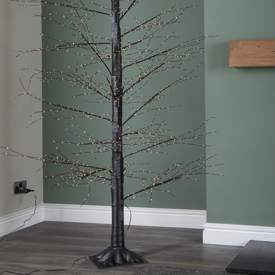 image 1 of 210cm Black Micro Dot Tree w/1600 WW LEDs Remote Control, 8 Functions & Timer