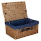 image 1 of 56cm Double Steamed Wicker Picnic Basket with Lining Blue | Blue | One Size