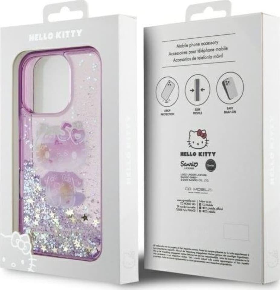 image 1 of Hello Kitty Liquid Glitter 50th Anniversary Party Case for iPhone 16 Pro Max 6.9 Purple - HKHCP16XL50PPU
