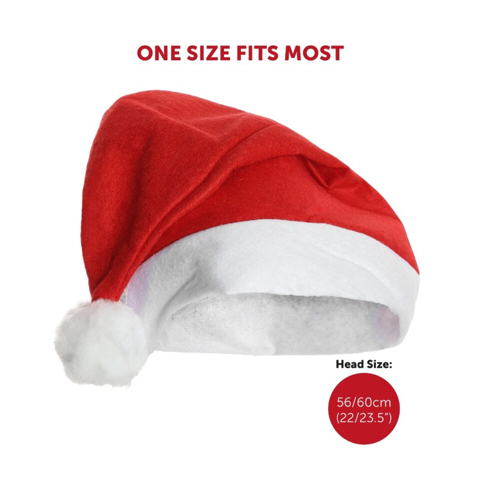 image 1 of Pack of 12 Classic Felt Santa Hats | Red | 12
