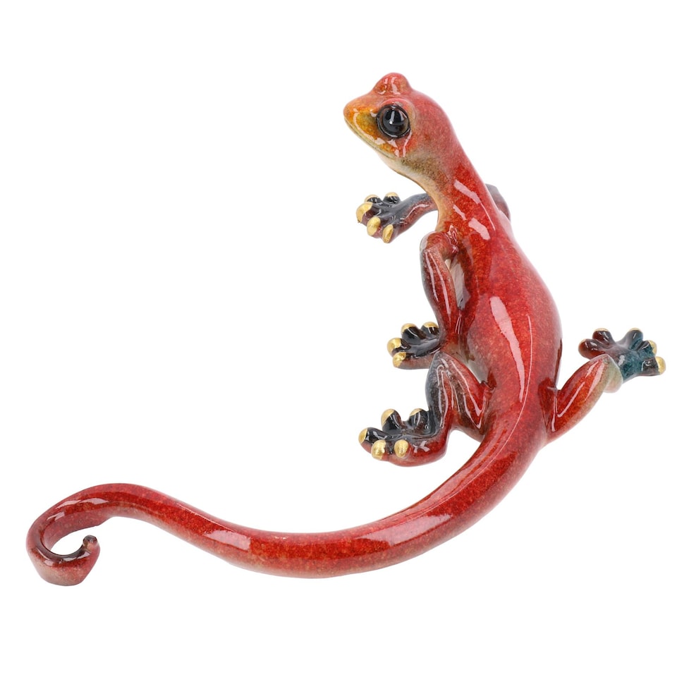 image 1 of Red Speckled Gecko Lizard Resin Wall Shed Sculpture Decor Statue Medium