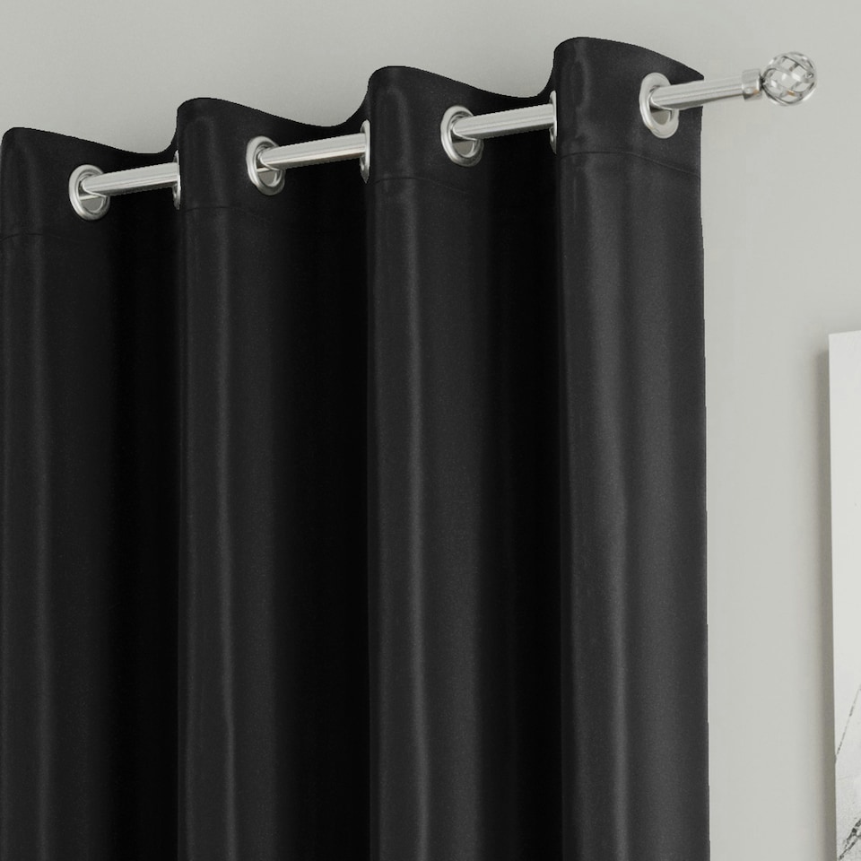 image 1 of Supersoft Black Curtains 66 x 90 inch (168 x 229 cm) Room Darkening Eyelet Thermal Noise Reducing Curtains for Bedroom and Living Room
