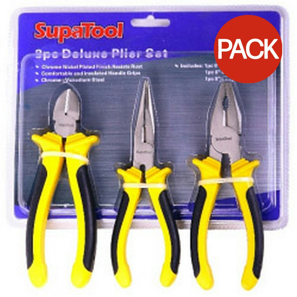 SupaTool Deluxe Plier Set (Pack of 3) - Yellow - One Size