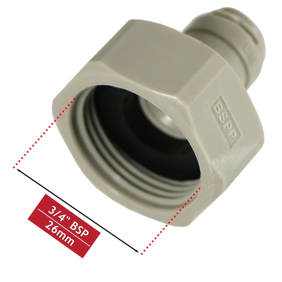image 1 of SPARES2GO Female Adaptor 1/4" Push Fit x 3/4" BSP for American Fridge Freezer Water Pipe (Pack of 1)