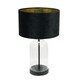 image 1 of ValueLights Jessy Glass Black Table Lamp Black Velvet Gold Inner Shade & Bulb | Clear