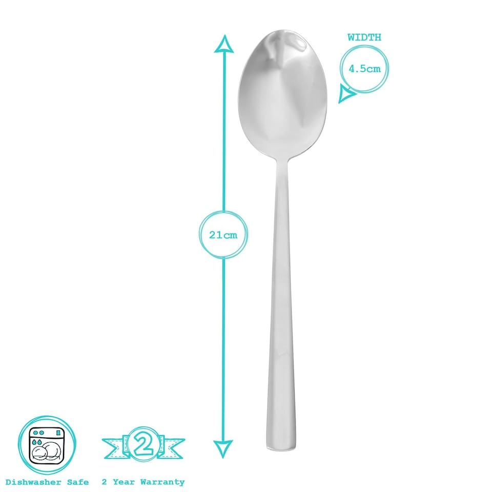 image 1 of Argon Tableware Tondo Stainless Steel Dessert Spoons - 21cm - Pack of 6