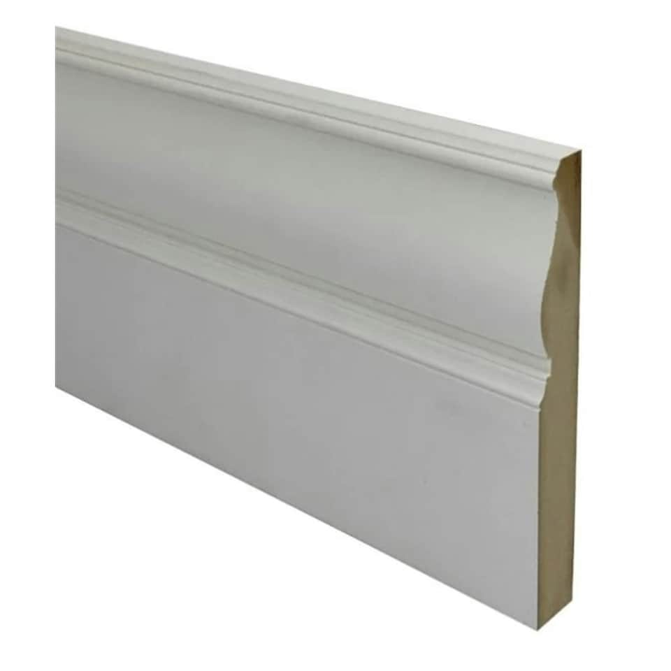image 1 of PACK OF 20 (Total 20 Units) - 25mm x 194mm White Primed MDF Edwardian Skirting Board - 4200mm Length