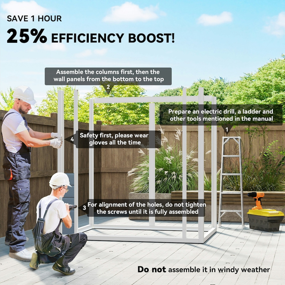 image 1 of Outsunny Garden Shed 6'x4.5' Plastic Tool Storage House w/ Lockable Double Doors