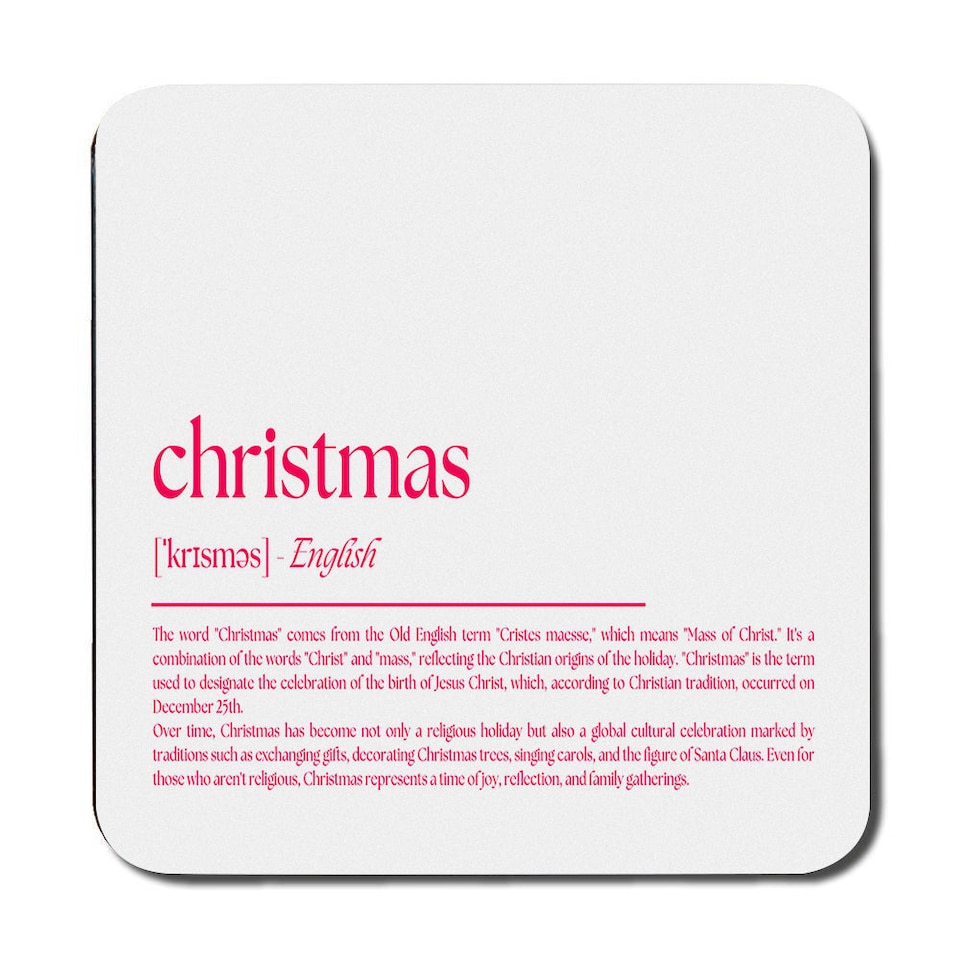 image 1 of Christmas Placemats And Coaster Set With Pink Text Design