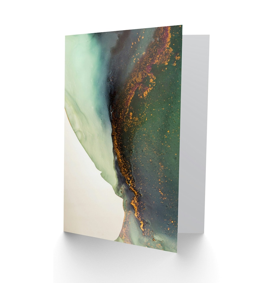 image 1 of Abstract Paint Gold Green Art Blank Just to Say Card