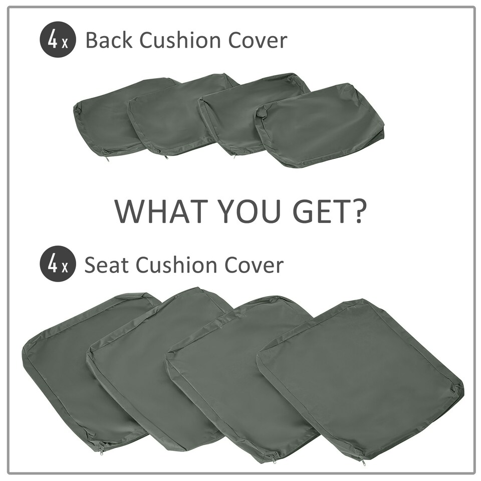 image 1 of Outsunny Cushion Cover Replacement Patio Rattan Furniture Seat Cover Grey Grey