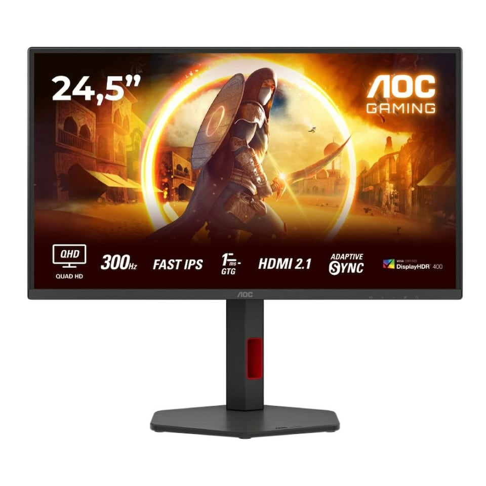 AOC G4 Q25G4SR 25" IPS Quad HD 300Hz 0.3ms Height Adjustable Built-In Speakers Gaming Monitor