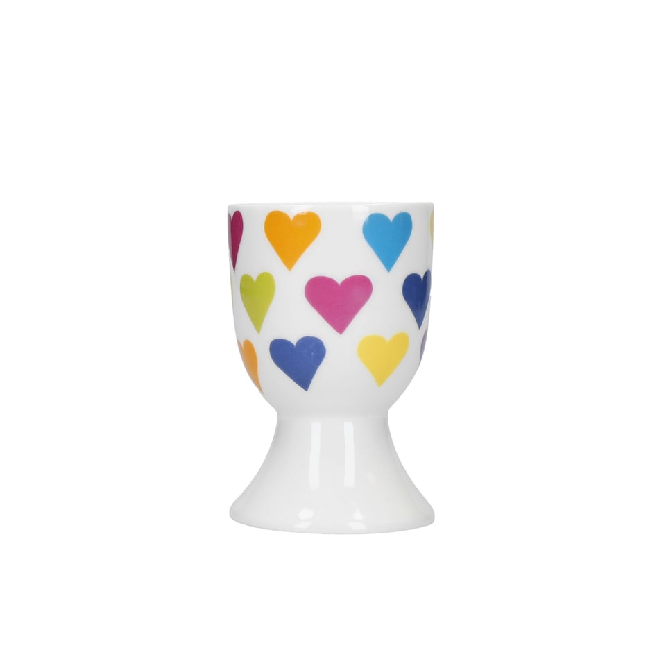 image 1 of KitchenCraft Egg Cup Set Multicolour Heart Striped 4 Piece