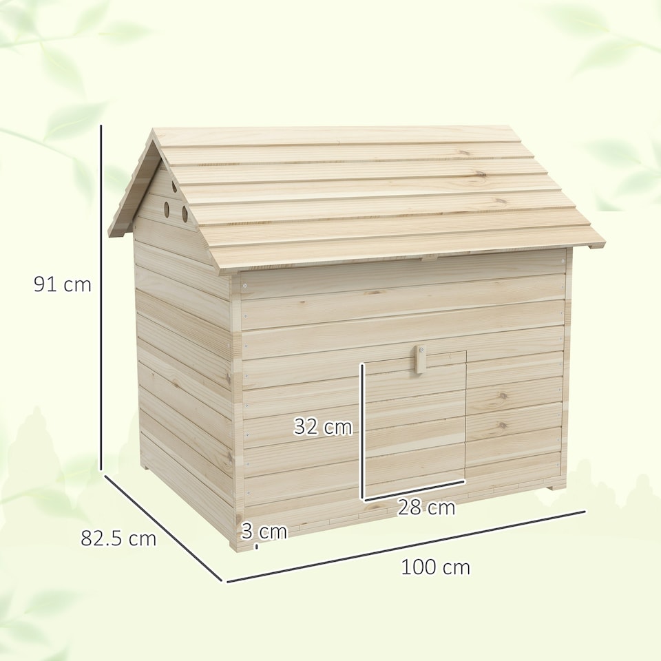 image 1 of PawHut Wooden Duck House w/ Openable Roof, Raised Base, Air Holes - Natural