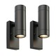 image 1 of Set of 2 Blaze - Black Outdoor Up Down Photocell Sensor Wall Lights Black | Clear