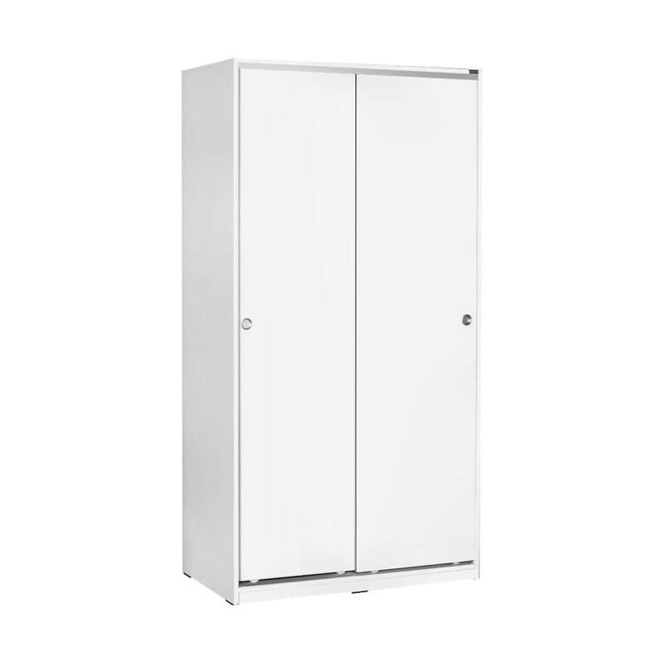 image 1 of Adore Matt White Sliding 2 Door Wardrobe Half Hanging Half Shelves White