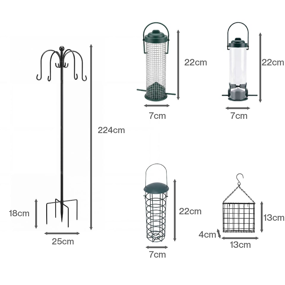 image 1 of TOQUE Complete Bird Feeding Station 4 Feeders Outdoor Garden Wild Birds Feeder