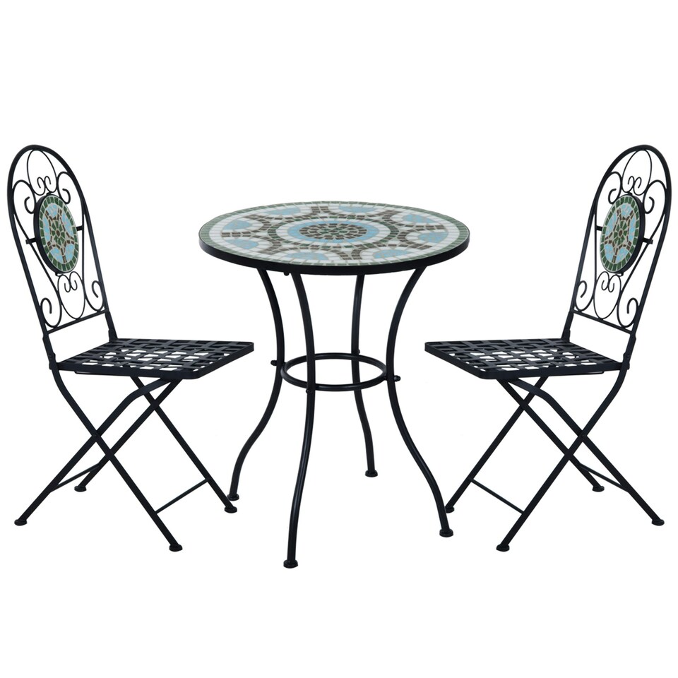 Outsunny Outdoor 3pc Bistro Set Dining Folding Chairs Patio Furniture