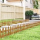 image 8 of Outsunny Pack of 12 Wooden Plant Border Fence Garden Fixed Picket Fence Brown