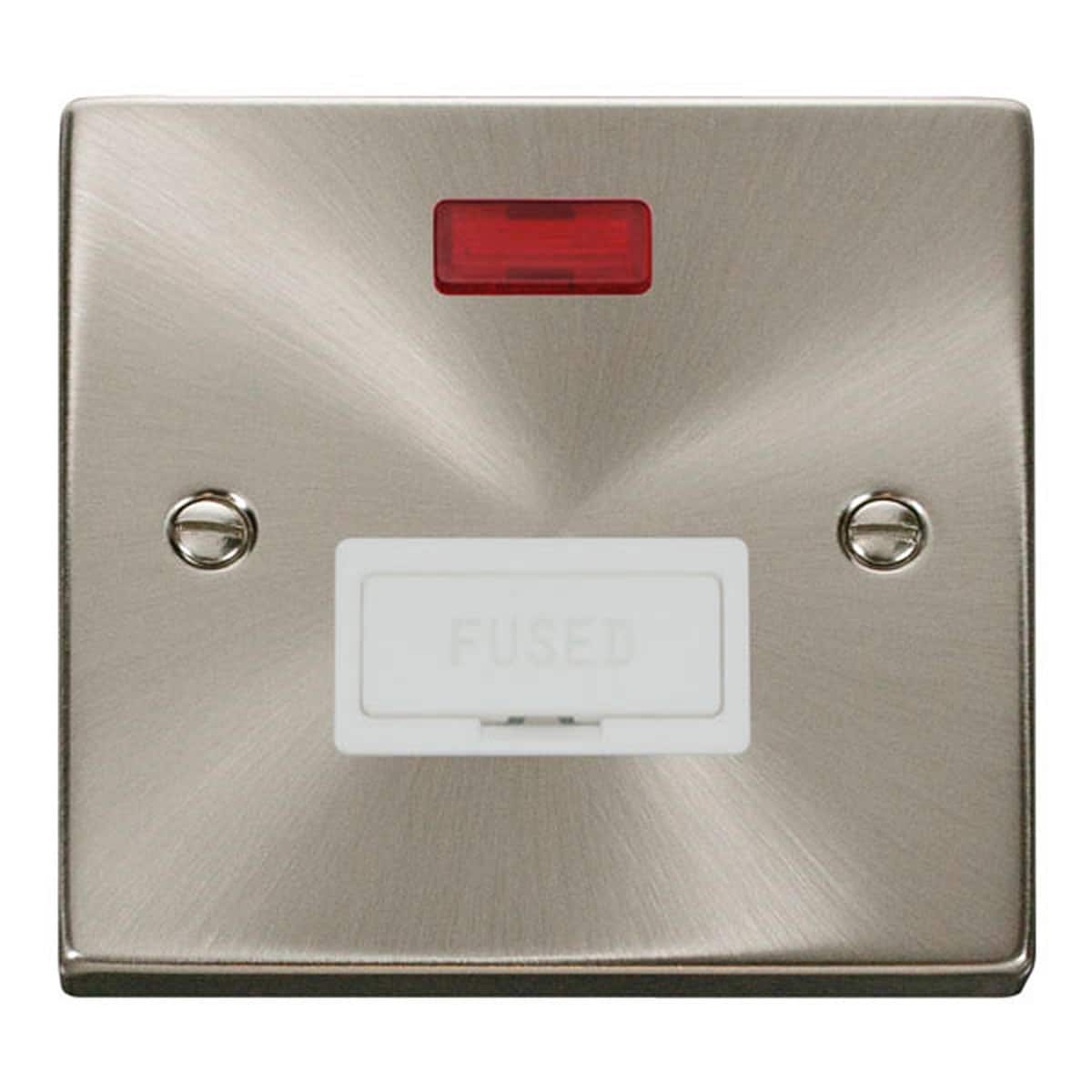 SE Home Satin / Brushed Chrome 13A Fused Connection Unit With Neon in Metallic Silver