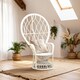 image 1 of Interiors by Premier Grey and White High Back Rattan Peakcock Chair, Rattan Arm Chair, Rattan Patio Chair for Home, Garden