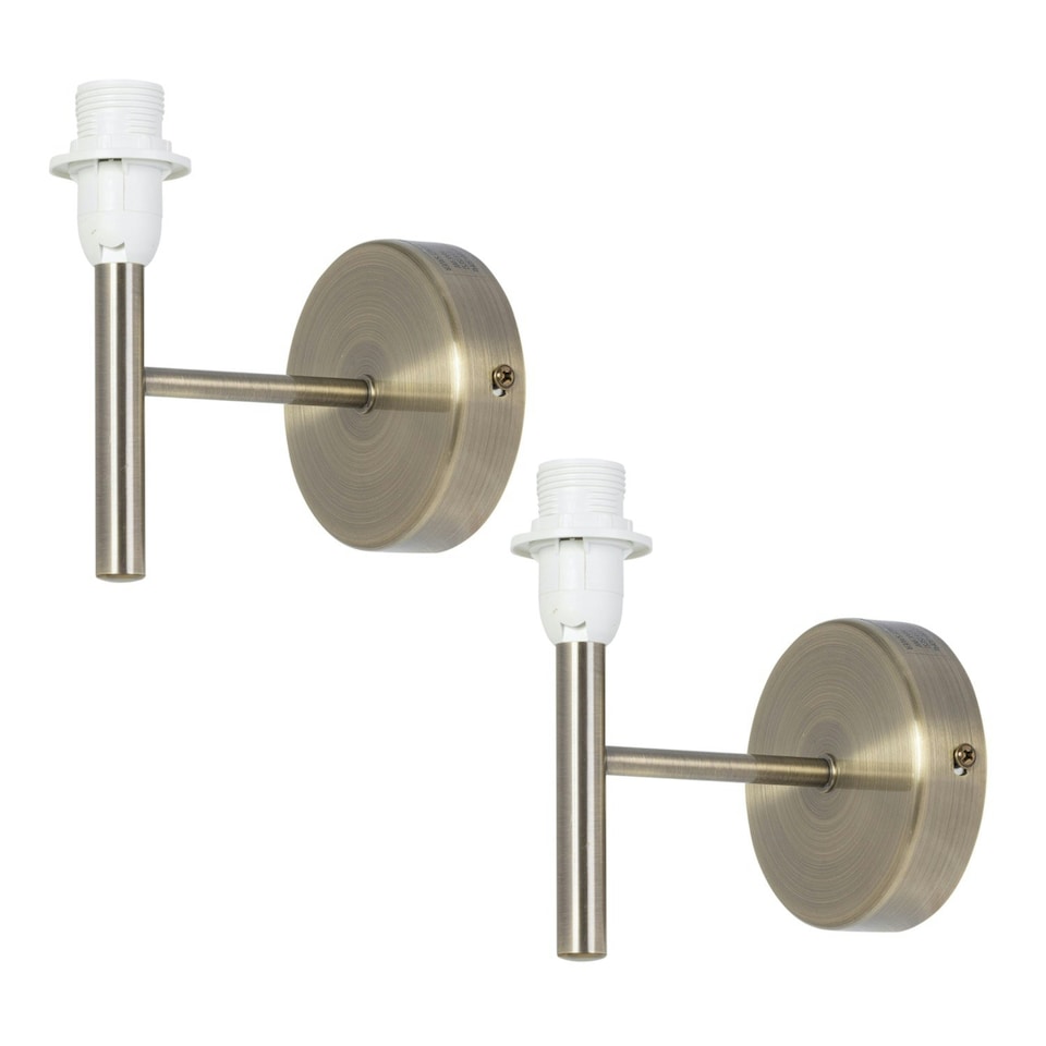 image 1 of Set of 2 Brea - Antique Brass Wall Light Fittings Only Bronze
