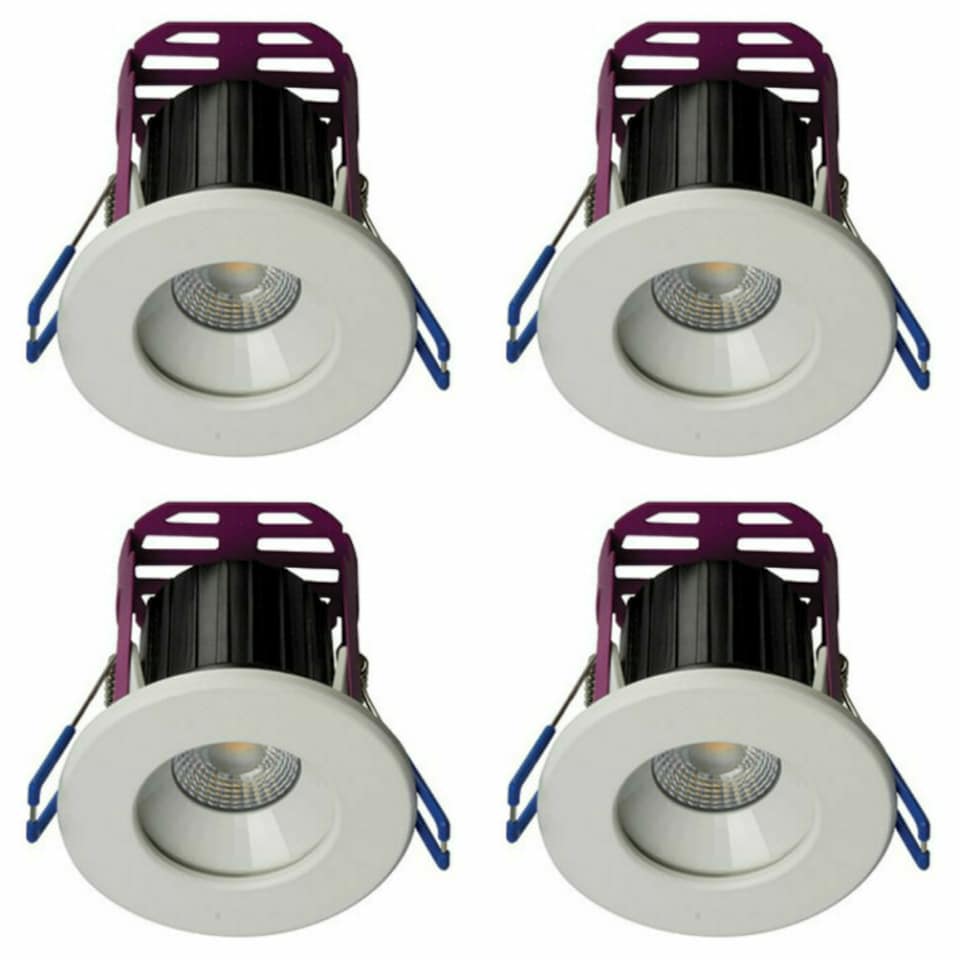 4 x Robus RRA083060-01 'Ramada' Dimmable LED Downlight 7W 3000K (White / Brushed Chrome)