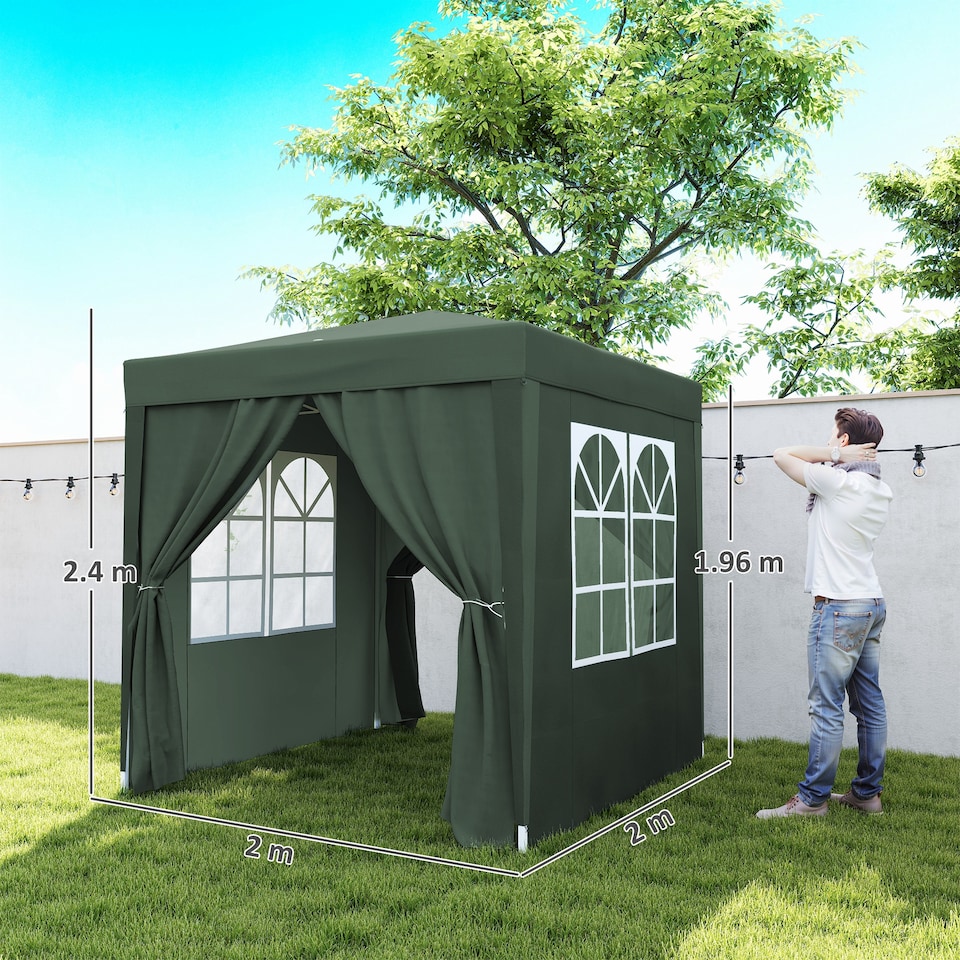 image 1 of Outsunny 2x2m Pop Up Gazebo Canopy Marquee w/ Carry Bag, Green