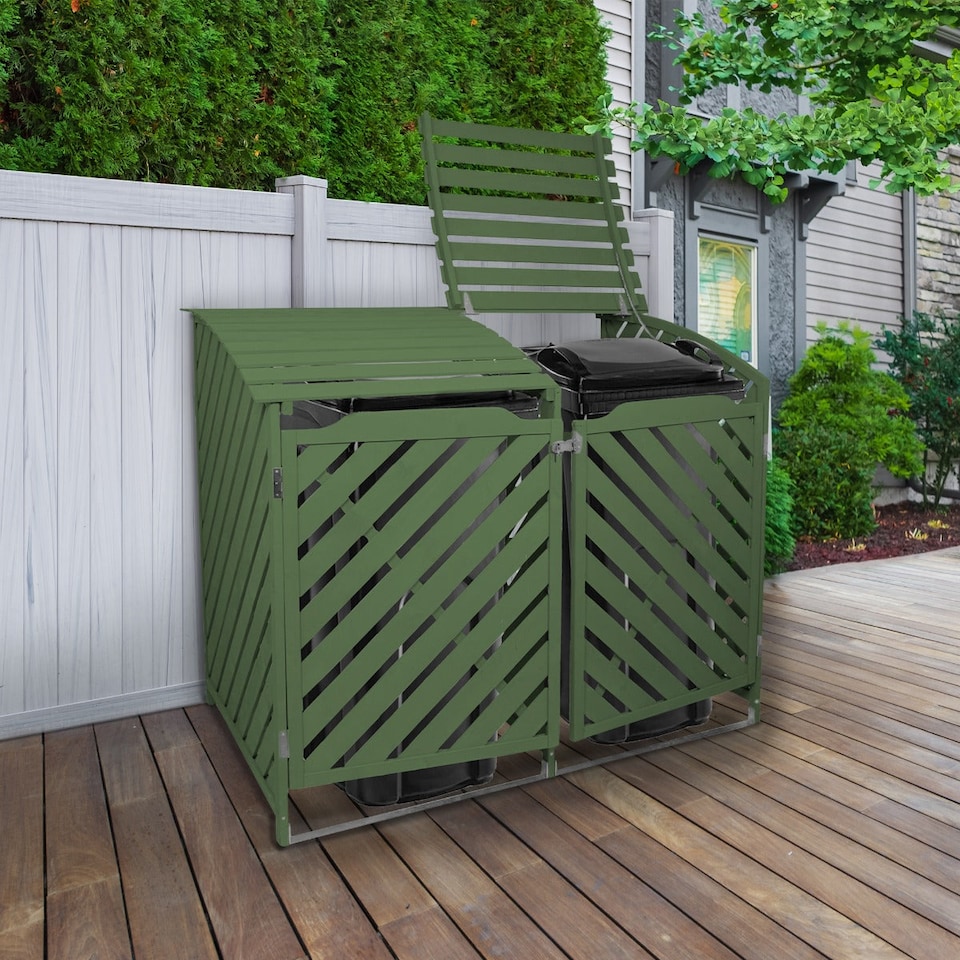 image 1 of Sage Green Double Wheelie Bin Storage