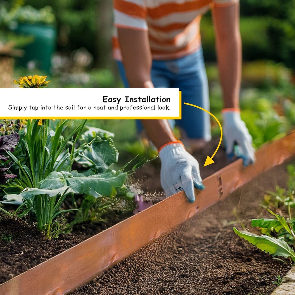 image 1 of 5 x Metal Garden Lawn & Border Edging - Face Height 6.5cm