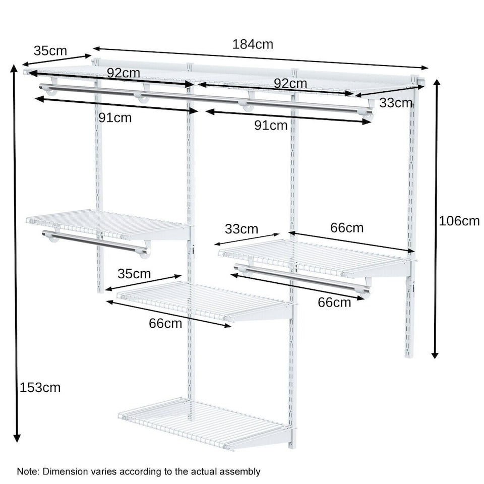 image 1 of COSTWAY Wall Mounted Closet System Organizer Rack Hanging Rod Silver | One Size