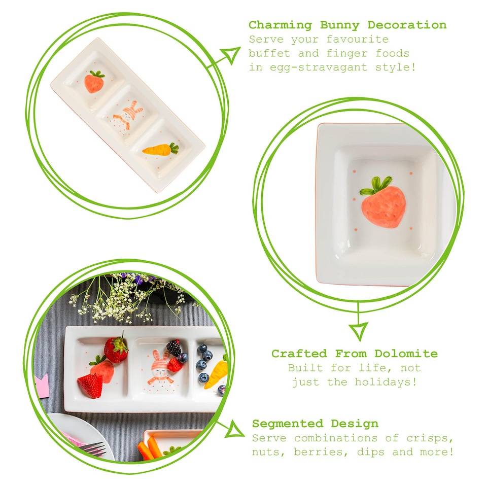 image 1 of Nicola Spring Easter Bunny Snack Plate - 31cm - White | White | White