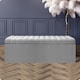 image 1 of 120cm Safar Large Striped Storage Ottoman Box, Silver Plush Velvet Upholstered Deep Storage Ottoman End of Bed Bench