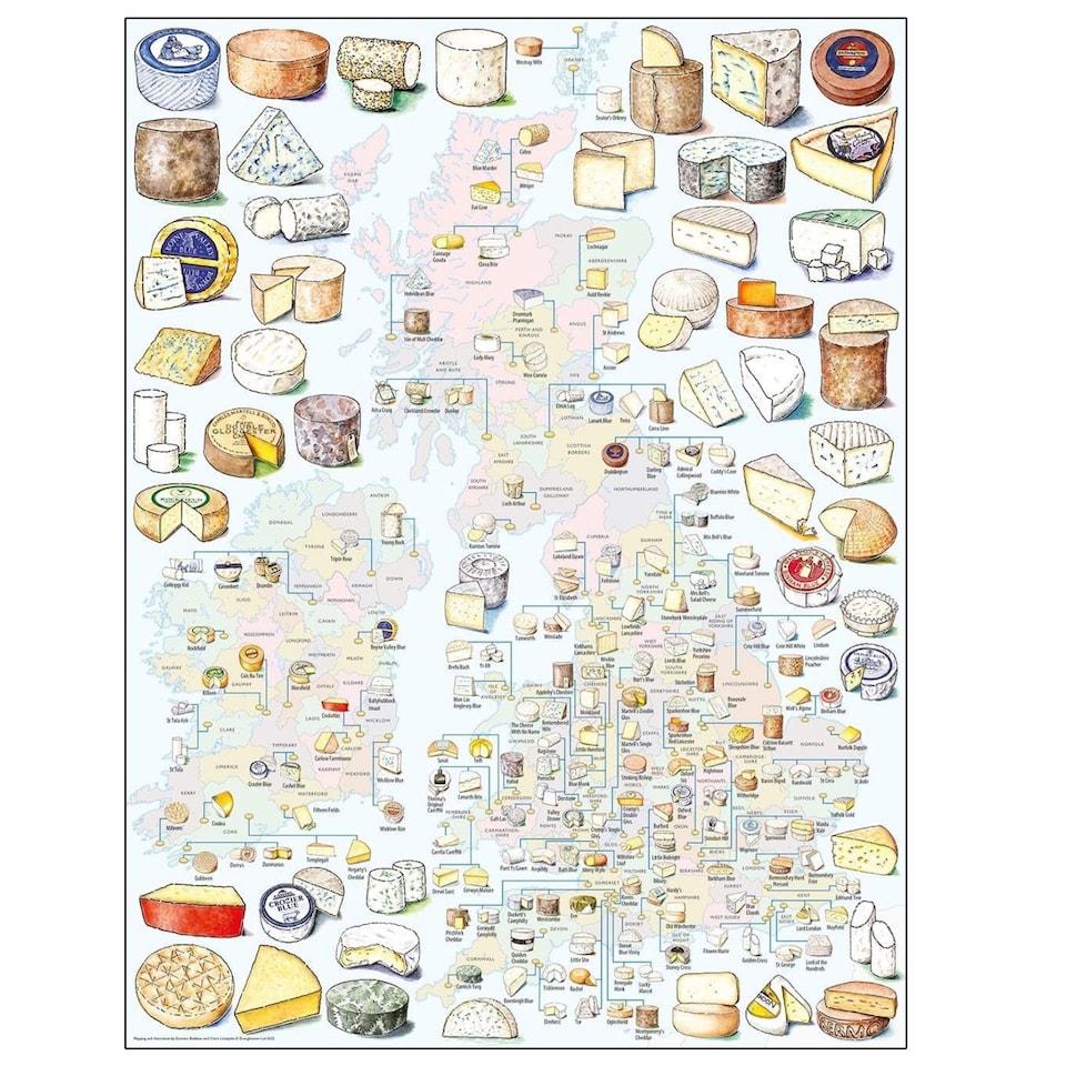 image 1 of A Cheesemonger Map of British and Irish Cheese 1000 Piece Jigsaw Puzzle for all Cheeses Lover by Dominic Beddow