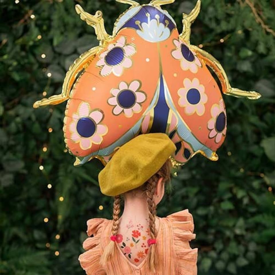 image 1 of Floral Ladybird Giant Helium Foil Balloon 87cm / 34 in