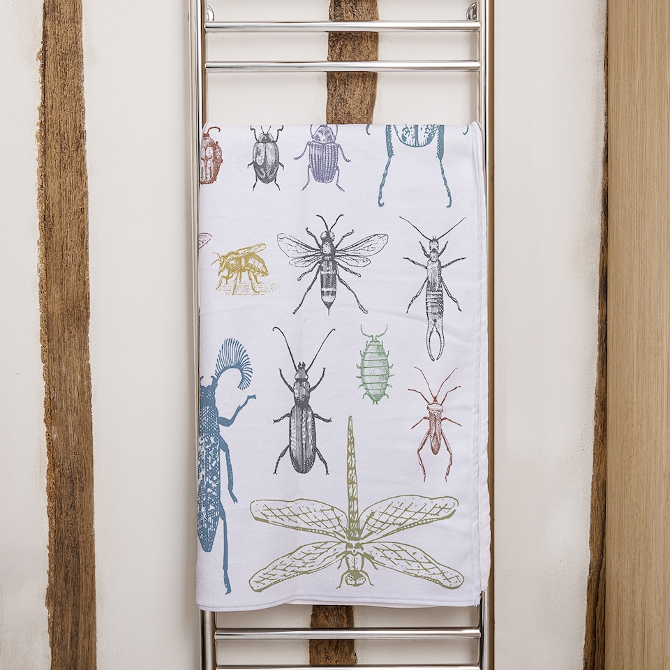 image 1 of many species in vintage old hand drawn style Designer Bath Towel | Multi