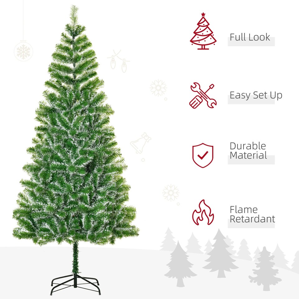image 1 of HOMCOM 7FT Home Decoration Artificial Christmas Tree Xmas Gift Metal Stand