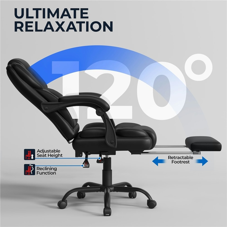 image 1 of Yaheetech Height-Adjustable Computer Chair Black